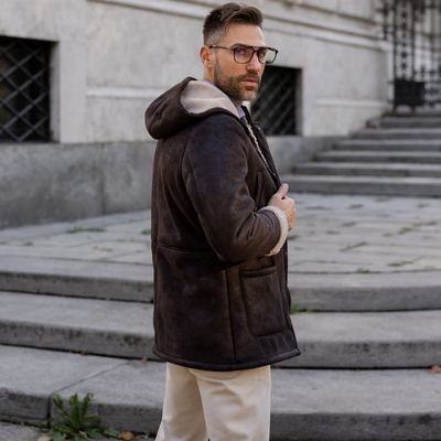 Cappottino uomo con cappuccio in ecomontone 4 tasche